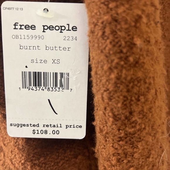 Free People Reverie Sweater Burnt Butter Balloon Sleeves Women’s Size XS NWT - Picture 4 of 6